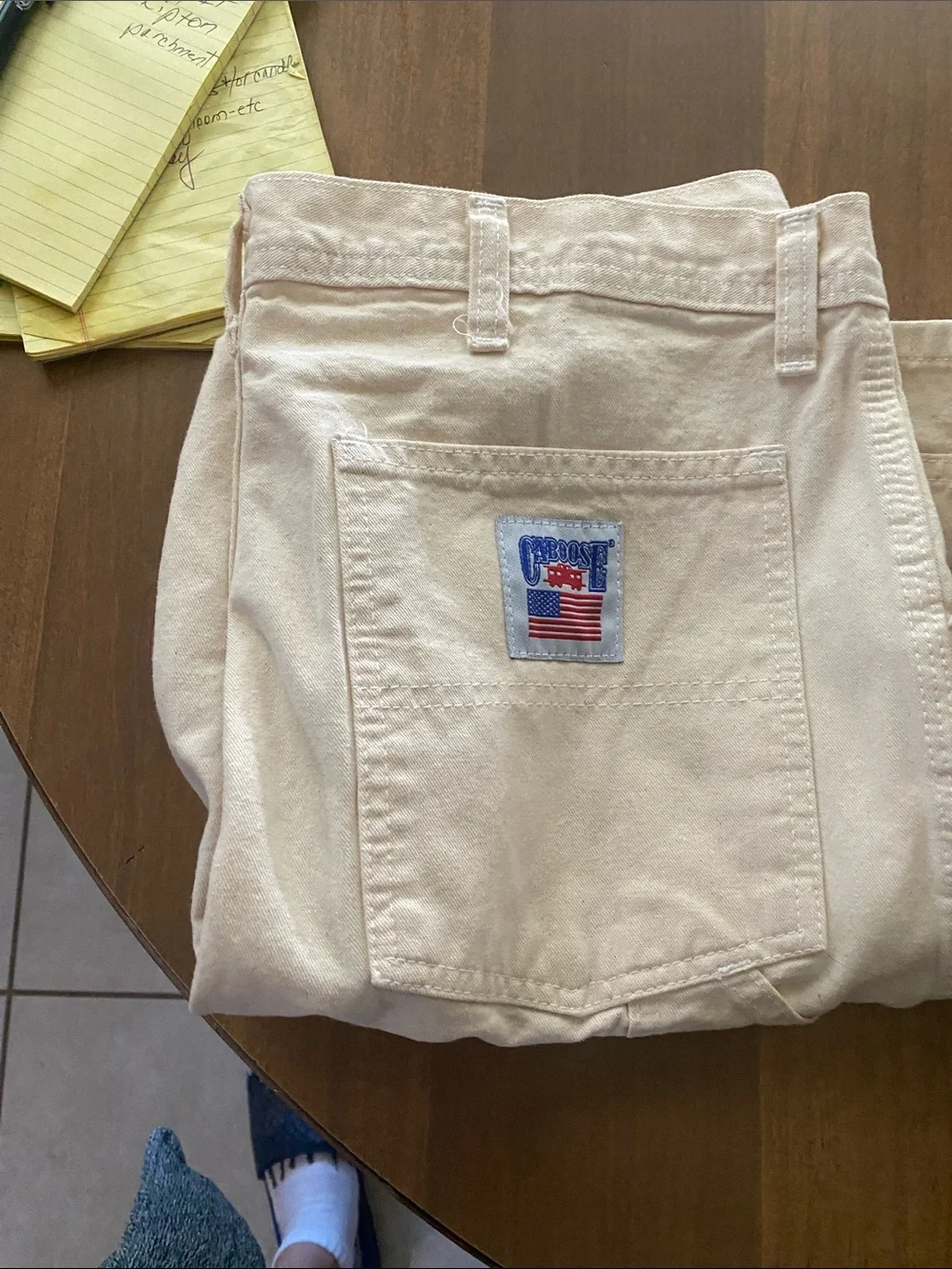 Relaxed-Fit Men's Jeans in Cream with Flag Patch 5 pairs